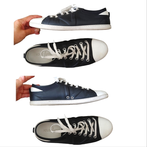 Louis Vuitton Black White Leather Sneakers - Picture 16 of 16